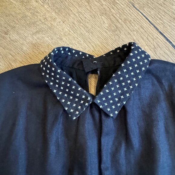 Vintage Black Drop-Waist Dress With Polka Dot Collar & Ruffle Hem - Picture 2 of 8